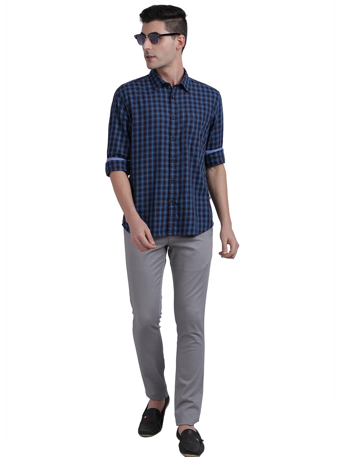 blue checkered casual shirt - 17738018 - Standard Image - 4