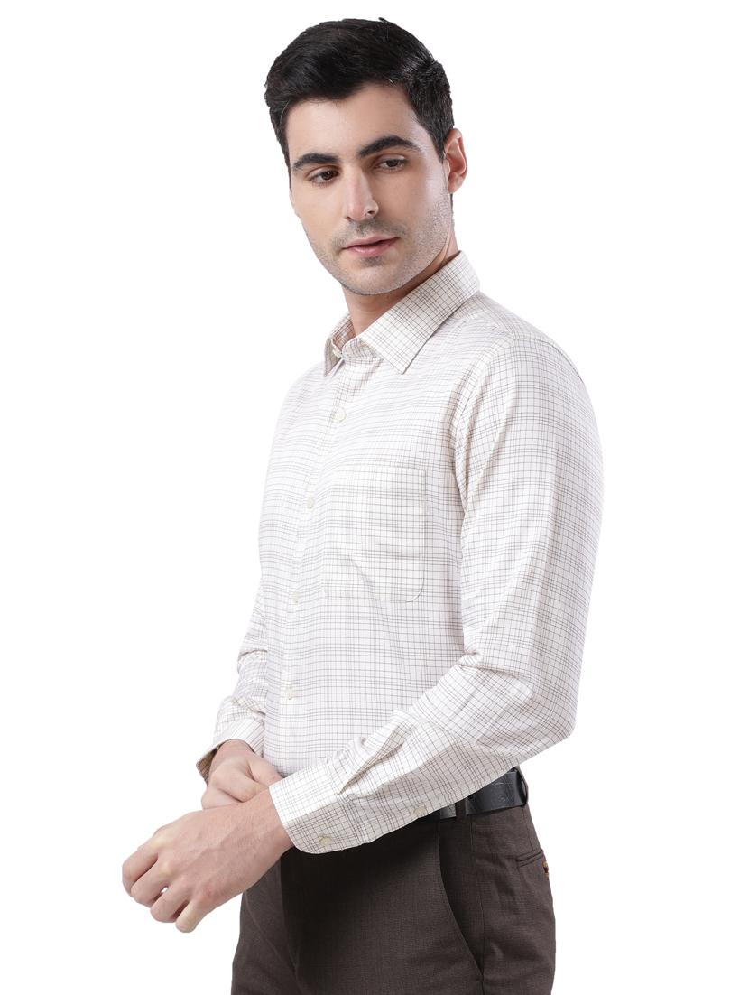 cream checkered formal shirt - 17738029 - Standard Image - 1