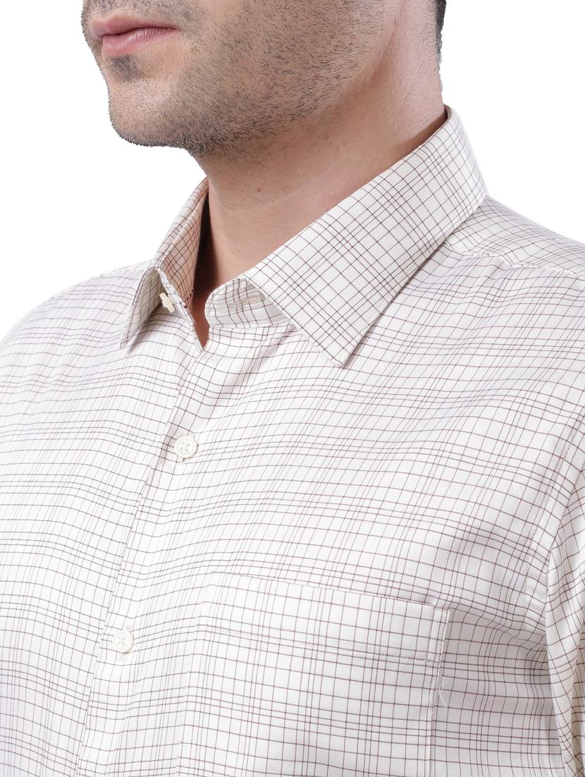 cream checkered formal shirt - 17738029 - Standard Image - 4