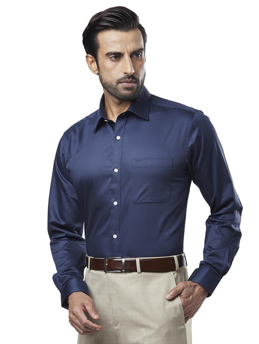 navy blue solid formal shirt - 17738042 - Standard Image - 1