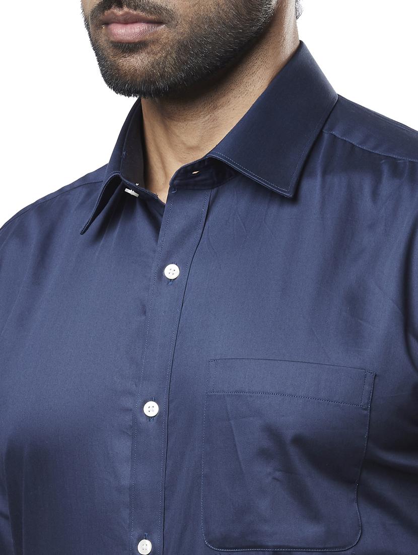 navy blue solid formal shirt - 17738042 - Standard Image - 4