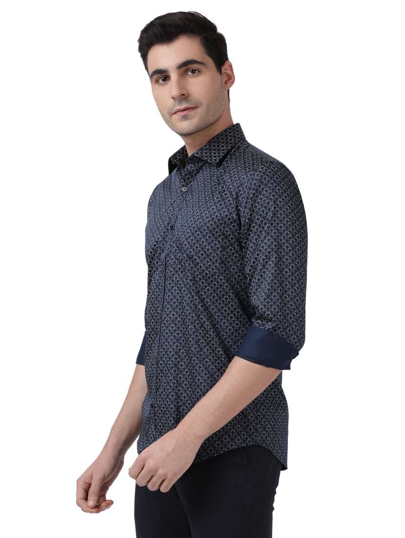 navy blue checkered formal shirt - 17738081 -  Standard Image - 1