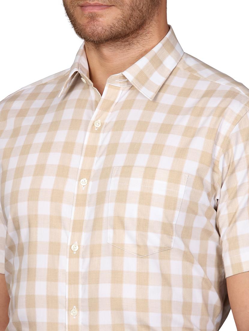 beige checkered formal shirt - 17738126 - Standard Image - 4
