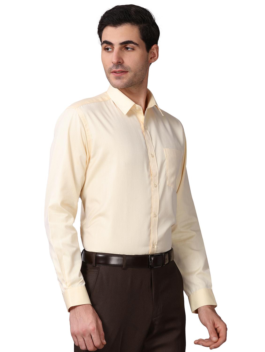 yellow self design formal shirt - 17738150 - Standard Image - 1