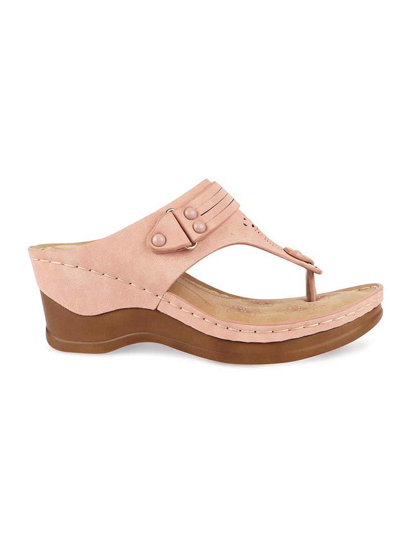 calzado womens's casualwear slip-on apricot color platform heels slippers - 17739151 -  Standard Image - 1
