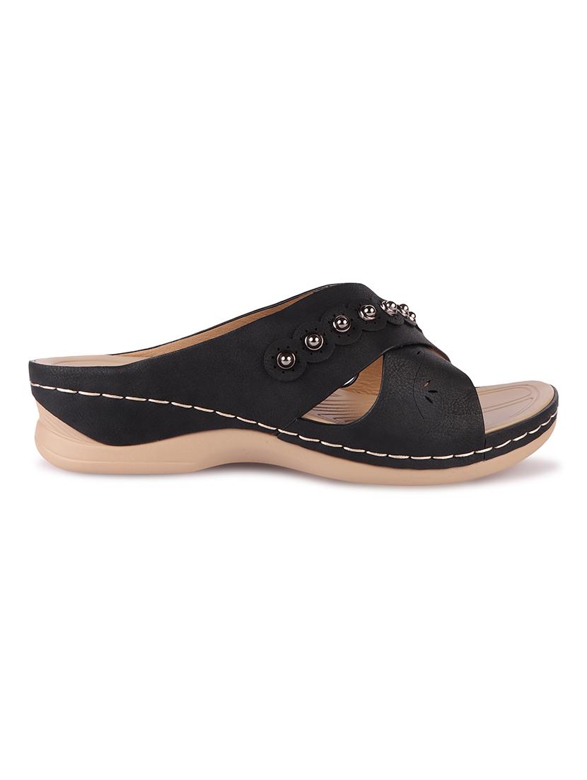 calzado womens's casualwear slip-on apricot color platform heels slippers - 17739153 -  Standard Image - 1