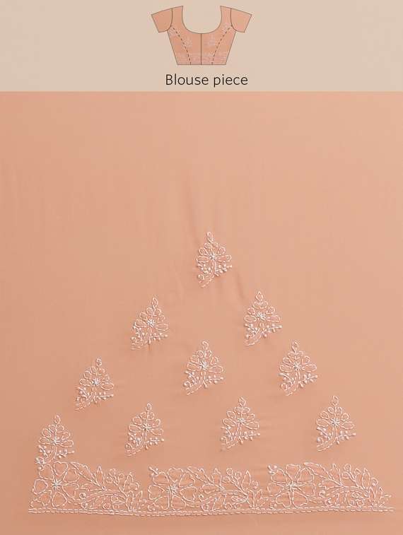 peach georgette chikankari saree with blouse - 17739230 -  Standard Image - 4