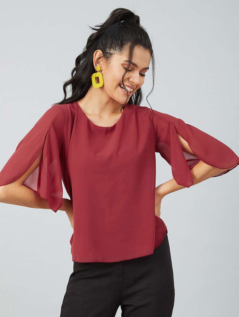 women's straight round neck top