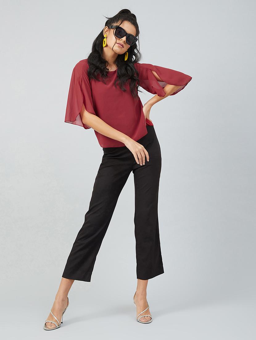 women's straight round neck top - 17739282 - Standard Image - 4