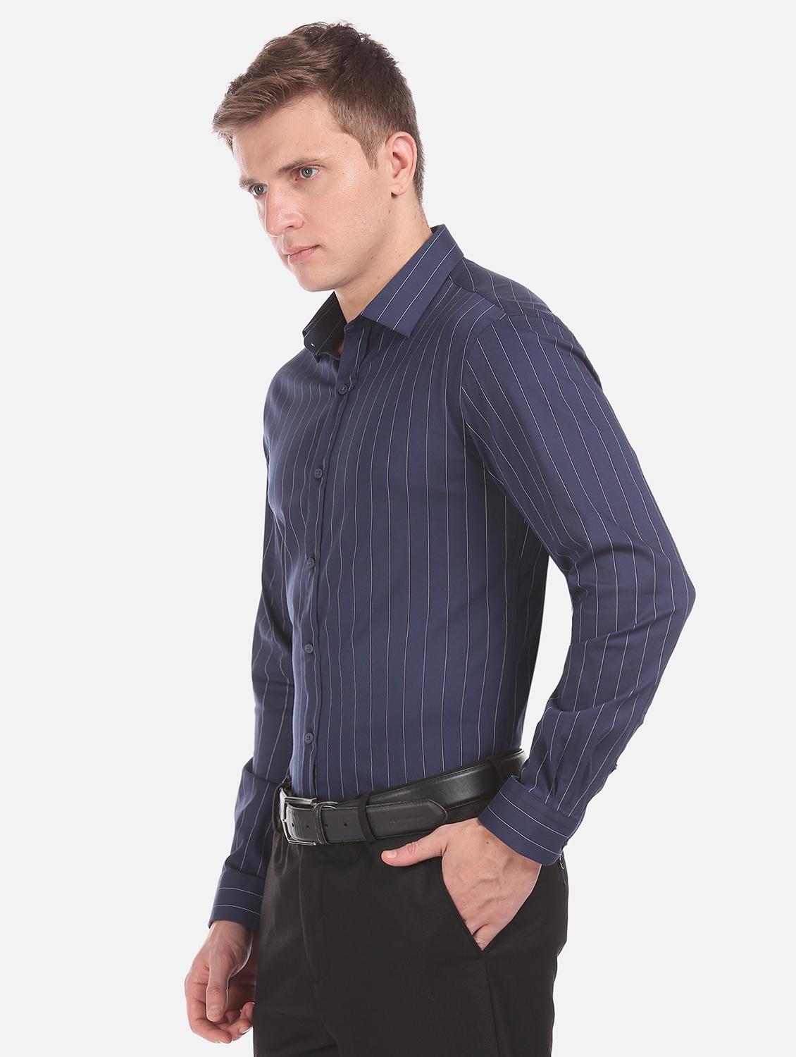 navy blue striped formal shirt - 17739315 -  Standard Image - 1