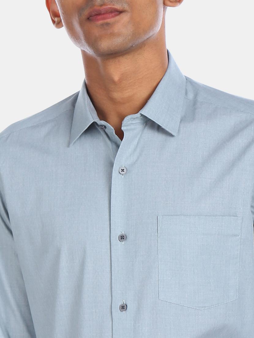 grey solid formal shirt - 17739316 - Standard Image - 4