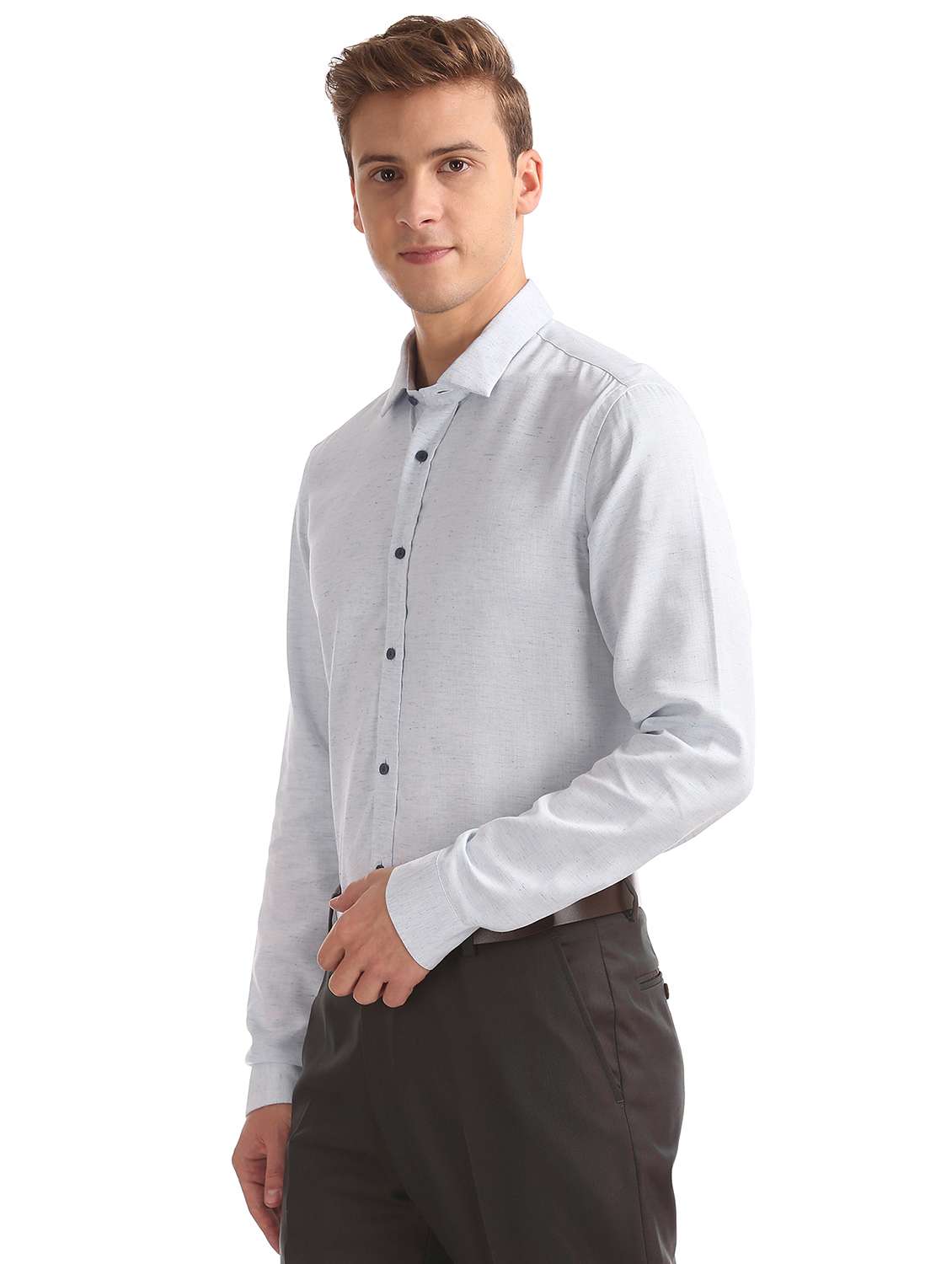 light blue solid formal shirt - 17739321 - Standard Image - 1