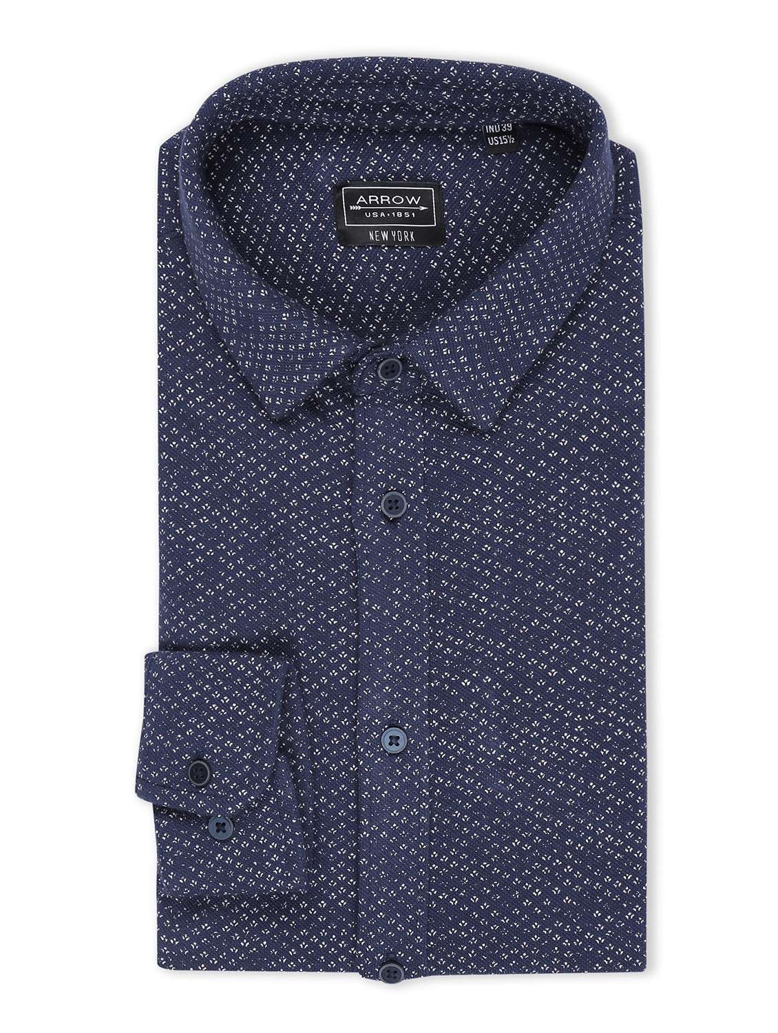 navy blue printed formal shirt - 17739327 - Standard Image - 4