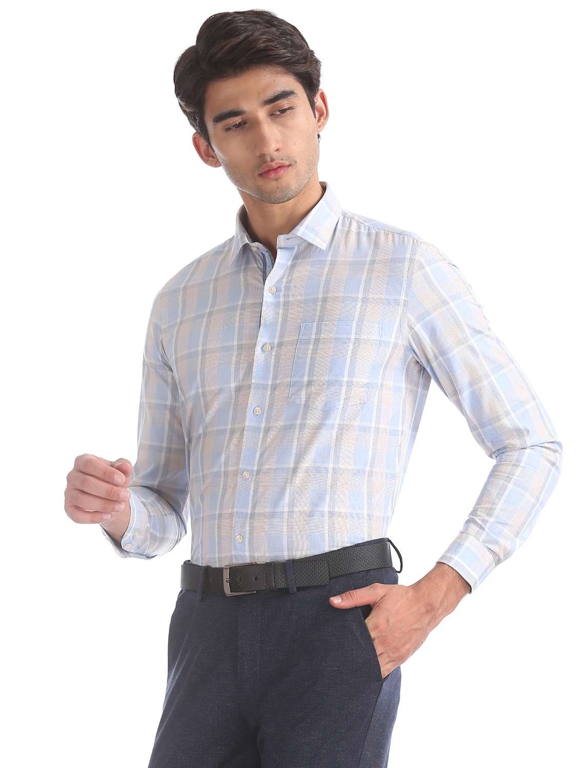 blue checkered formal shirt - 17739417 -  Standard Image - 1