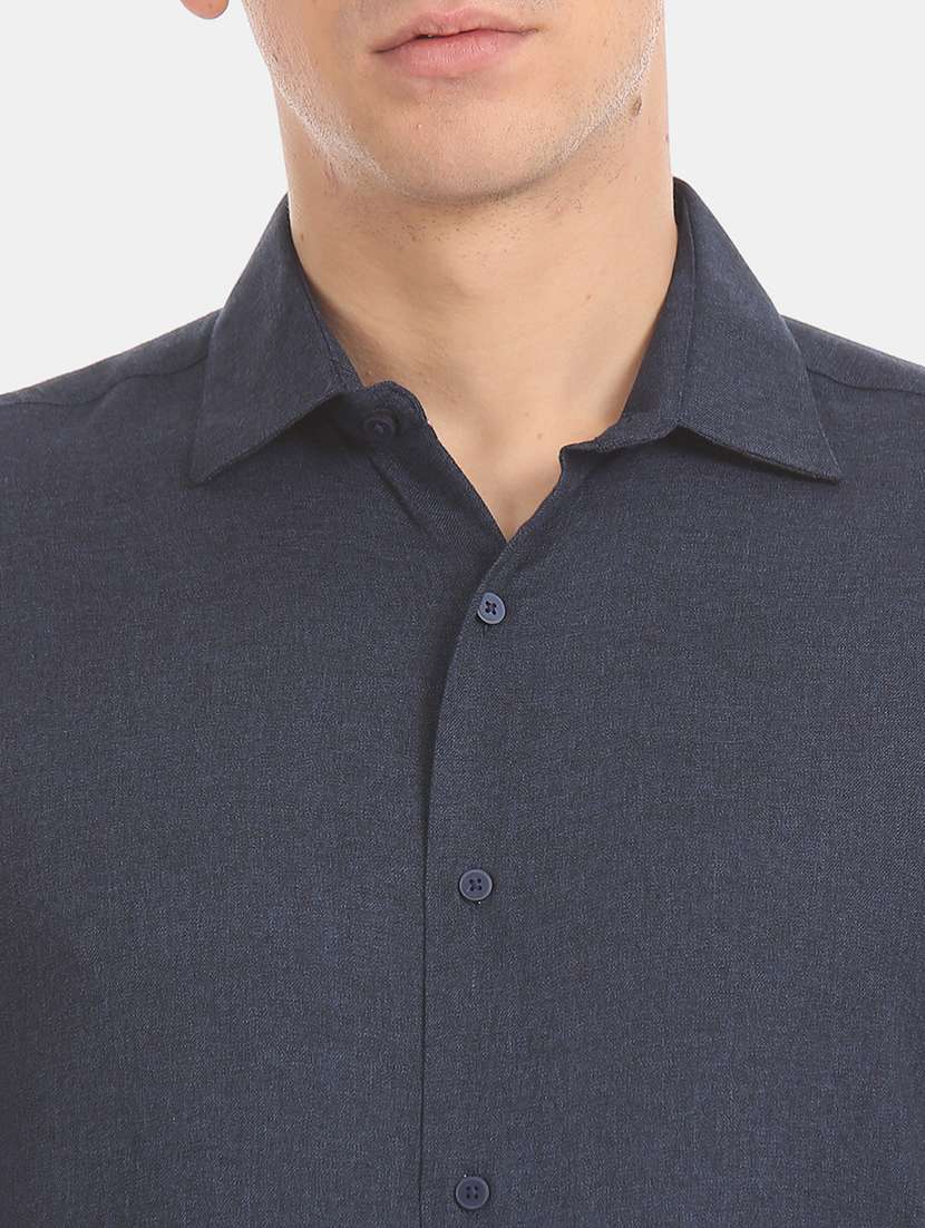 dark blue self design formal shirt - 17739424 - Standard Image - 4