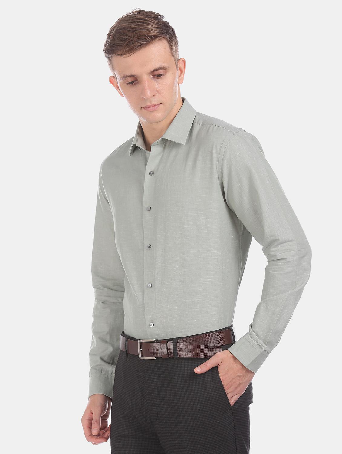 grey self design formal shirt - 17739430 - Standard Image - 1