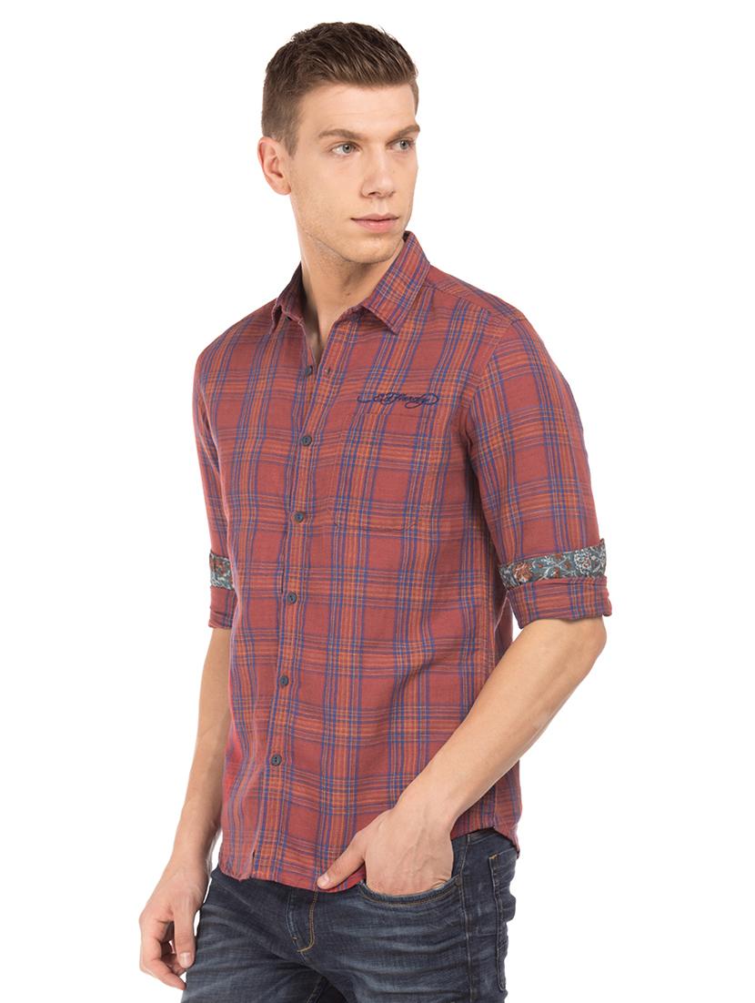 brown checkered casual shirt - 17739457 - Standard Image - 1