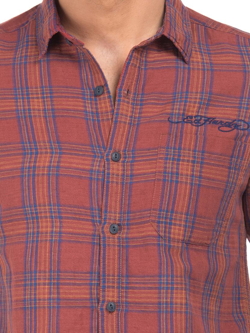 brown checkered casual shirt - 17739457 - Standard Image - 4
