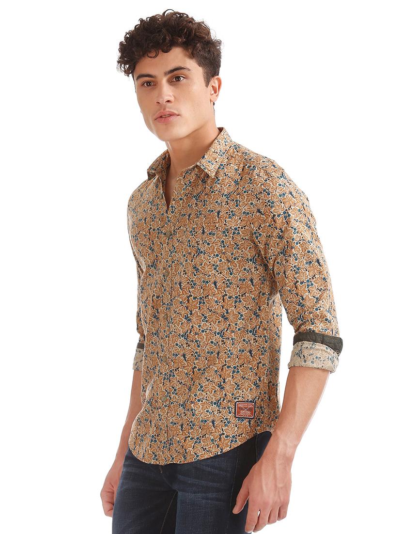 beige printed casual shirt - 17739459 -  Standard Image - 1