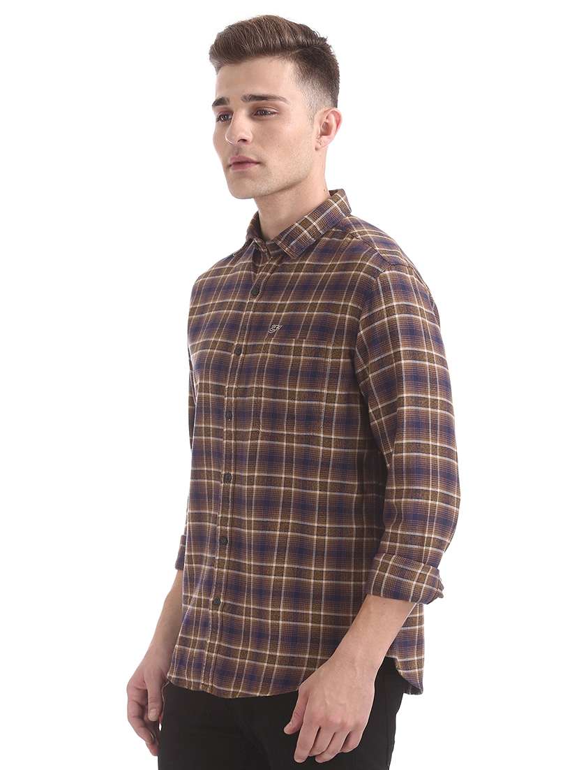 brown checkered casual shirt - 17739460 -  Standard Image - 1