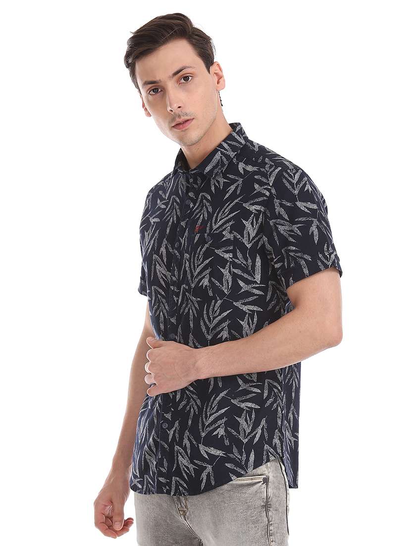 navy blue printed casual shirt - 17739506 -  Standard Image - 1