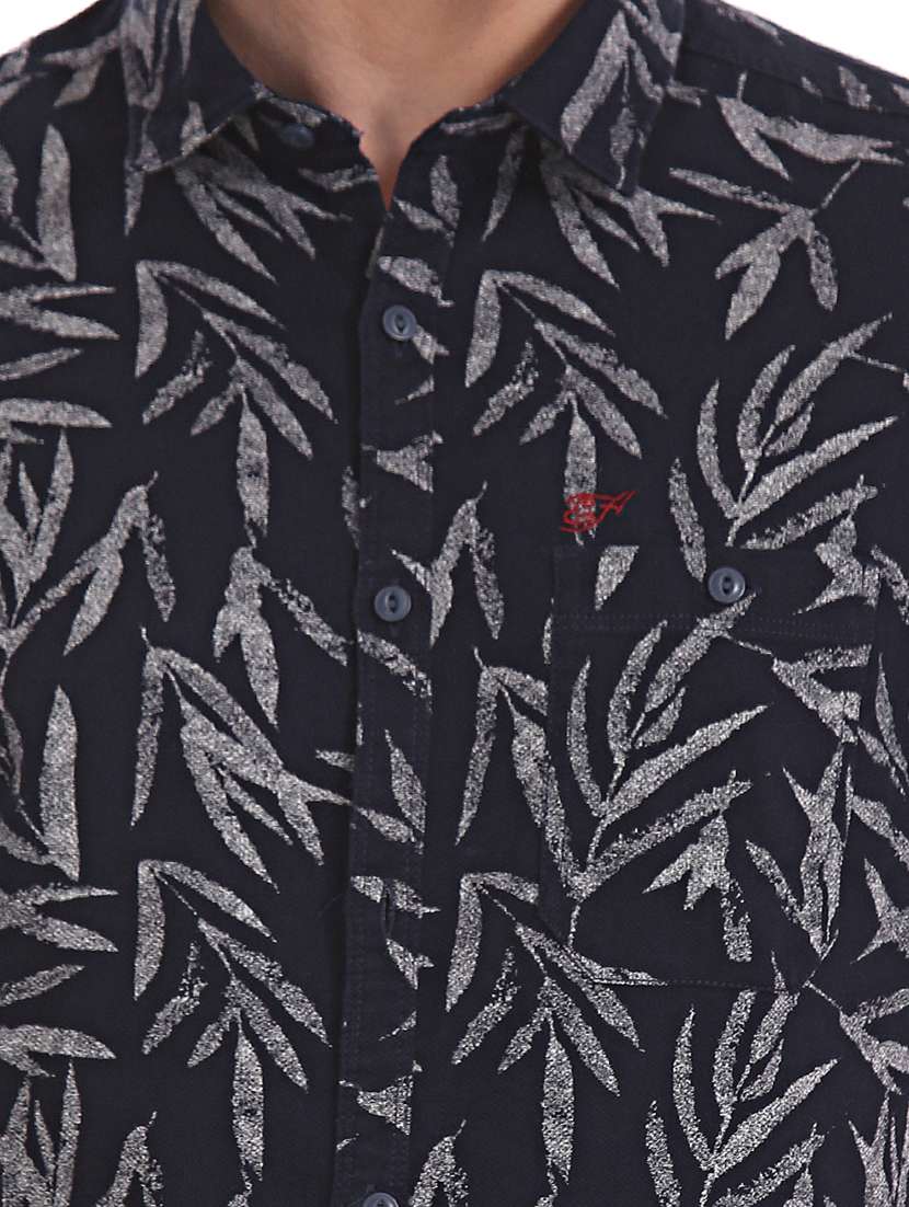 navy blue printed casual shirt - 17739506 -  Standard Image - 4