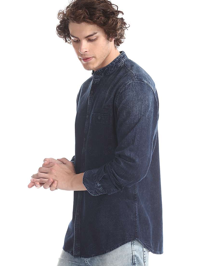 navy blue faded casual shirt - 17739522 -  Standard Image - 1