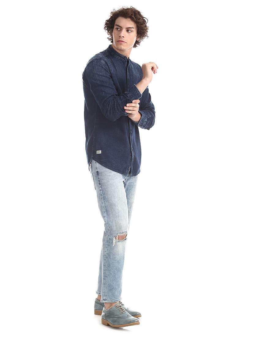 navy blue faded casual shirt - 17739522 -  Standard Image - 4