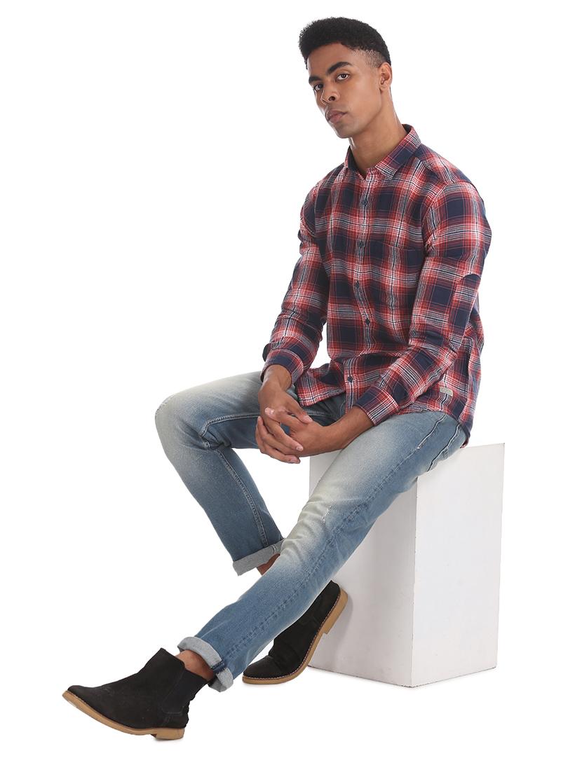 mens checks casual shirt - 17739533 - Standard Image - 4
