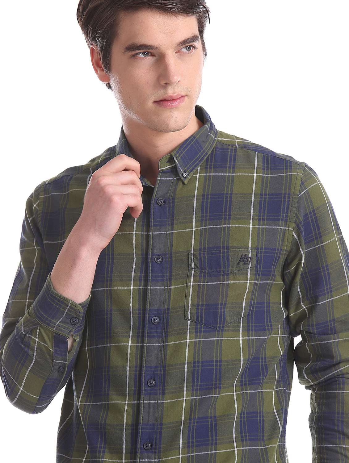 olive green checkered casual shirt - 17739570 - Standard Image - 4