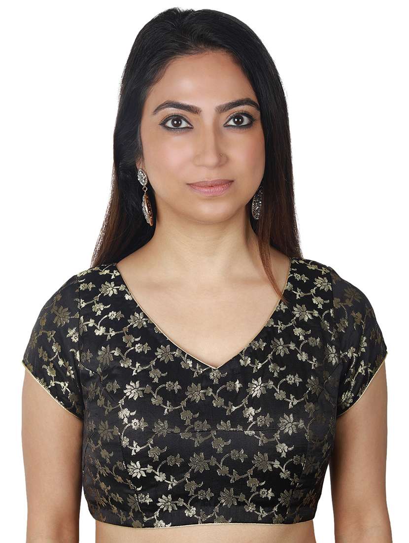 black viscose brocade blouse
