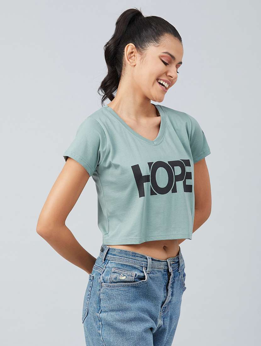 green cotton crop tshirt - 17739983 -  Standard Image - 1