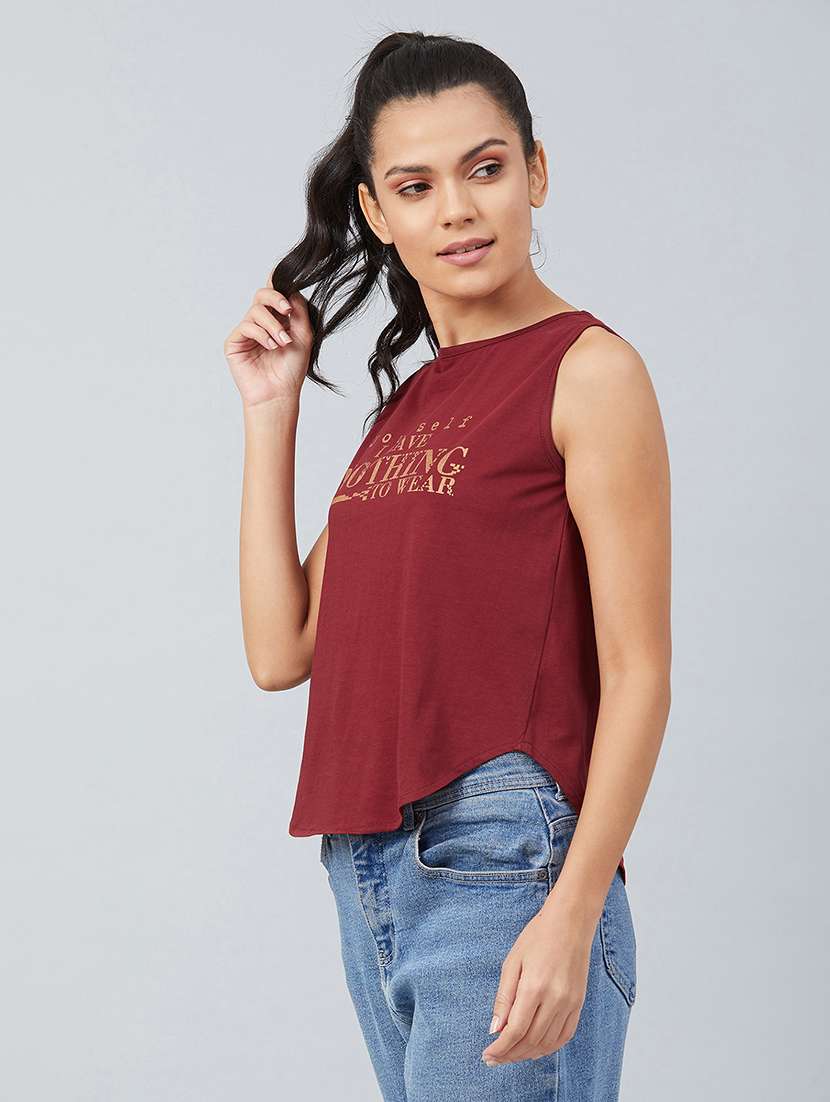 women's chest print round neck t-shirt - 17739990 -  Standard Image - 1