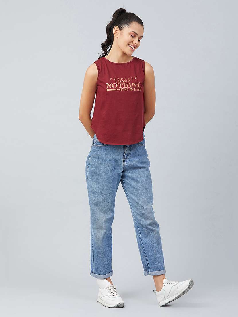 women's chest print round neck t-shirt - 17739990 -  Standard Image - 4