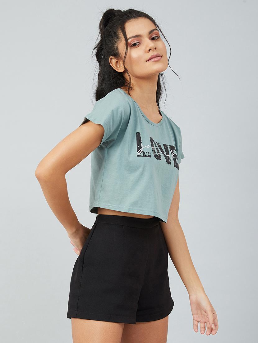 green cotton crop tshirt - 17739993 -  Standard Image - 1