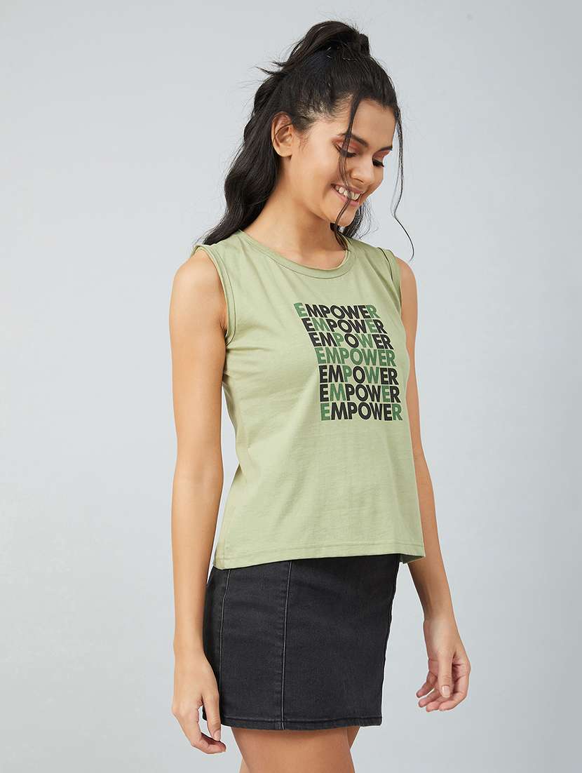 women's chest print round neck t-shirt - 17740001 - Standard Image - 1