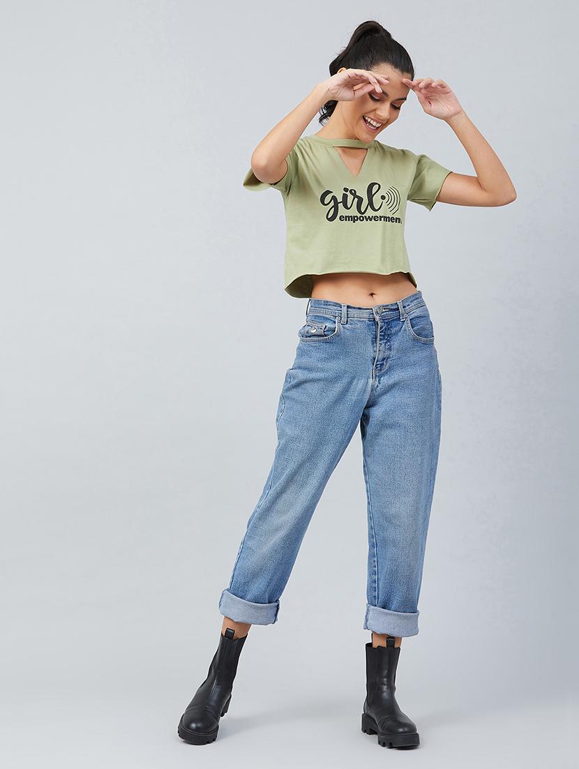 women's crop keyhole neck t-shirt - 17740005 - Standard Image - 4