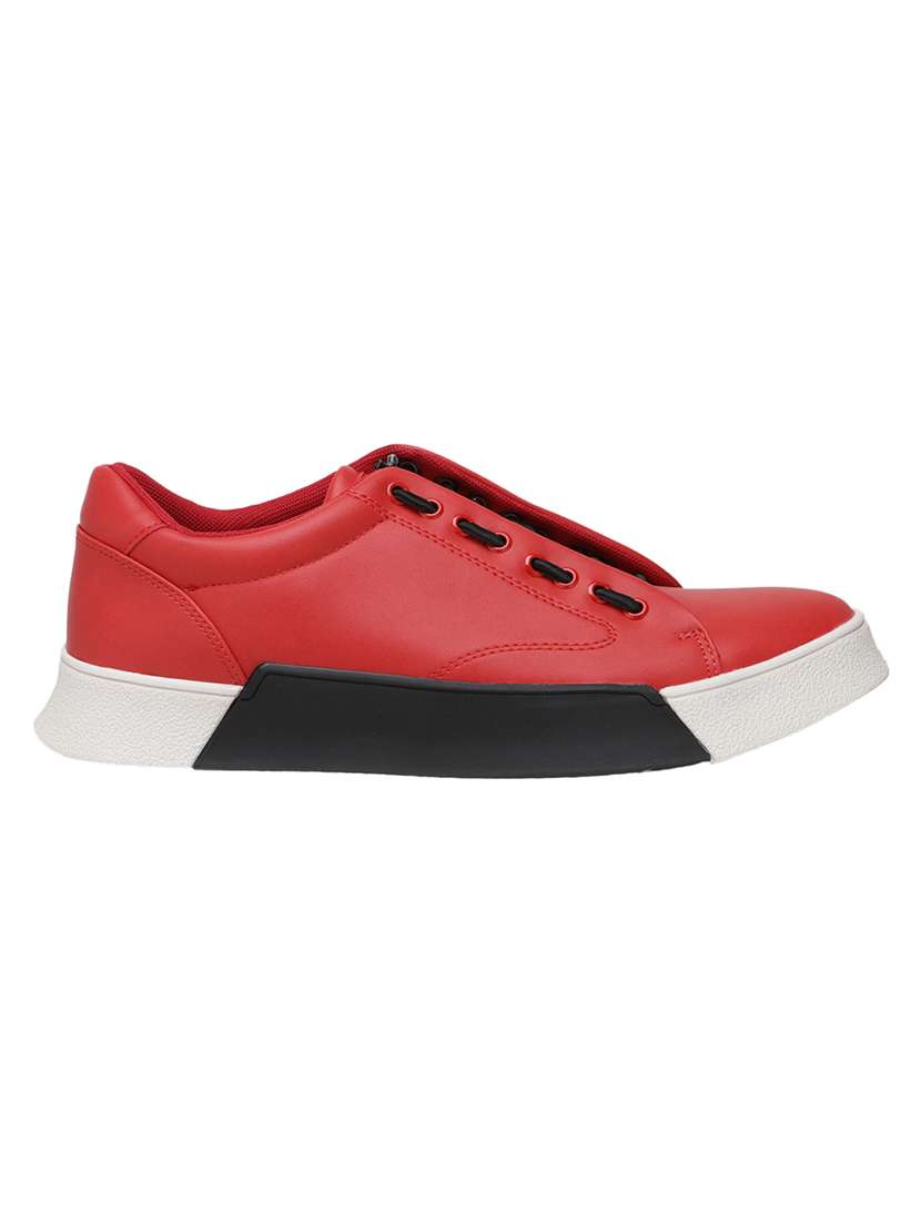 red synthetic lace up sneakers - 17740112 -  Standard Image - 1