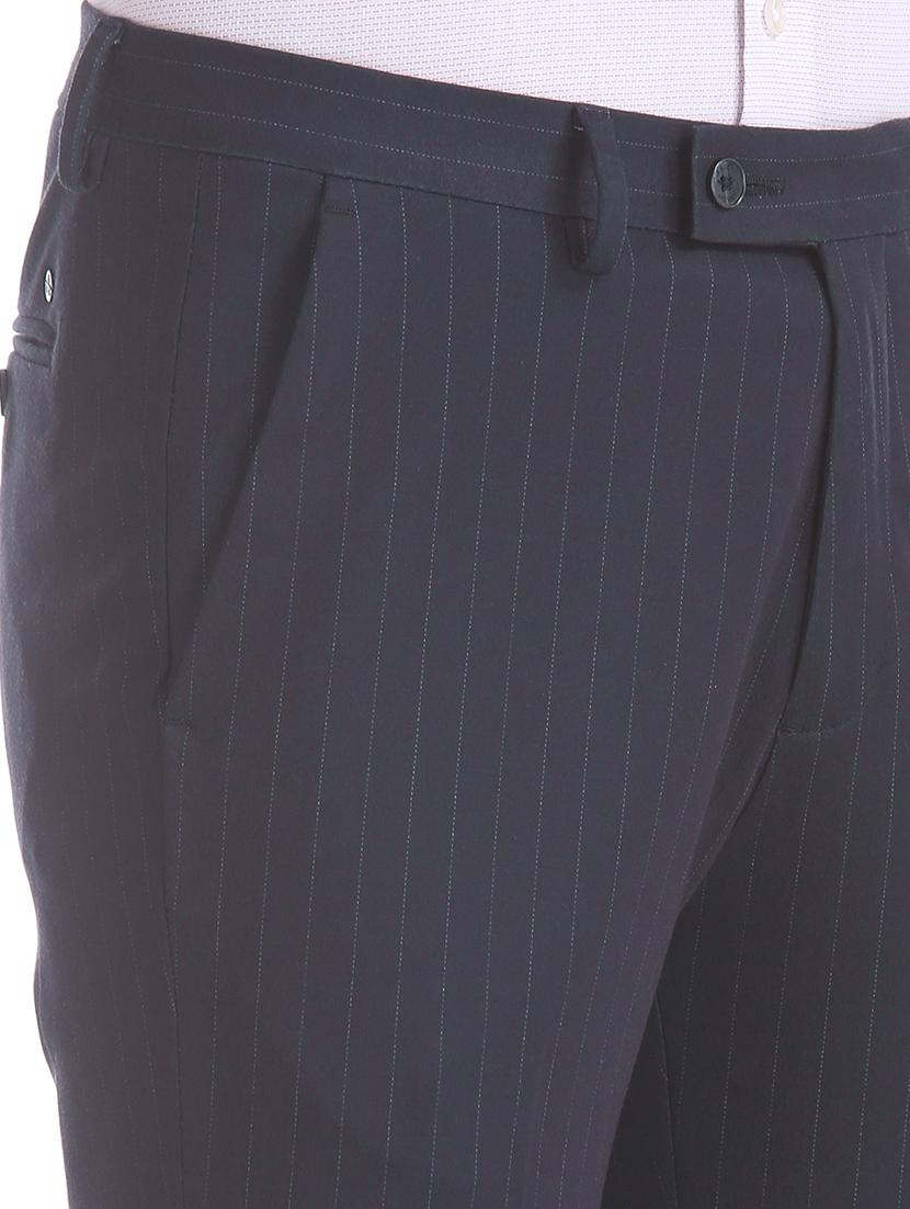 navy blue striped flat front formal trouser - 17741776 - Standard Image - 4