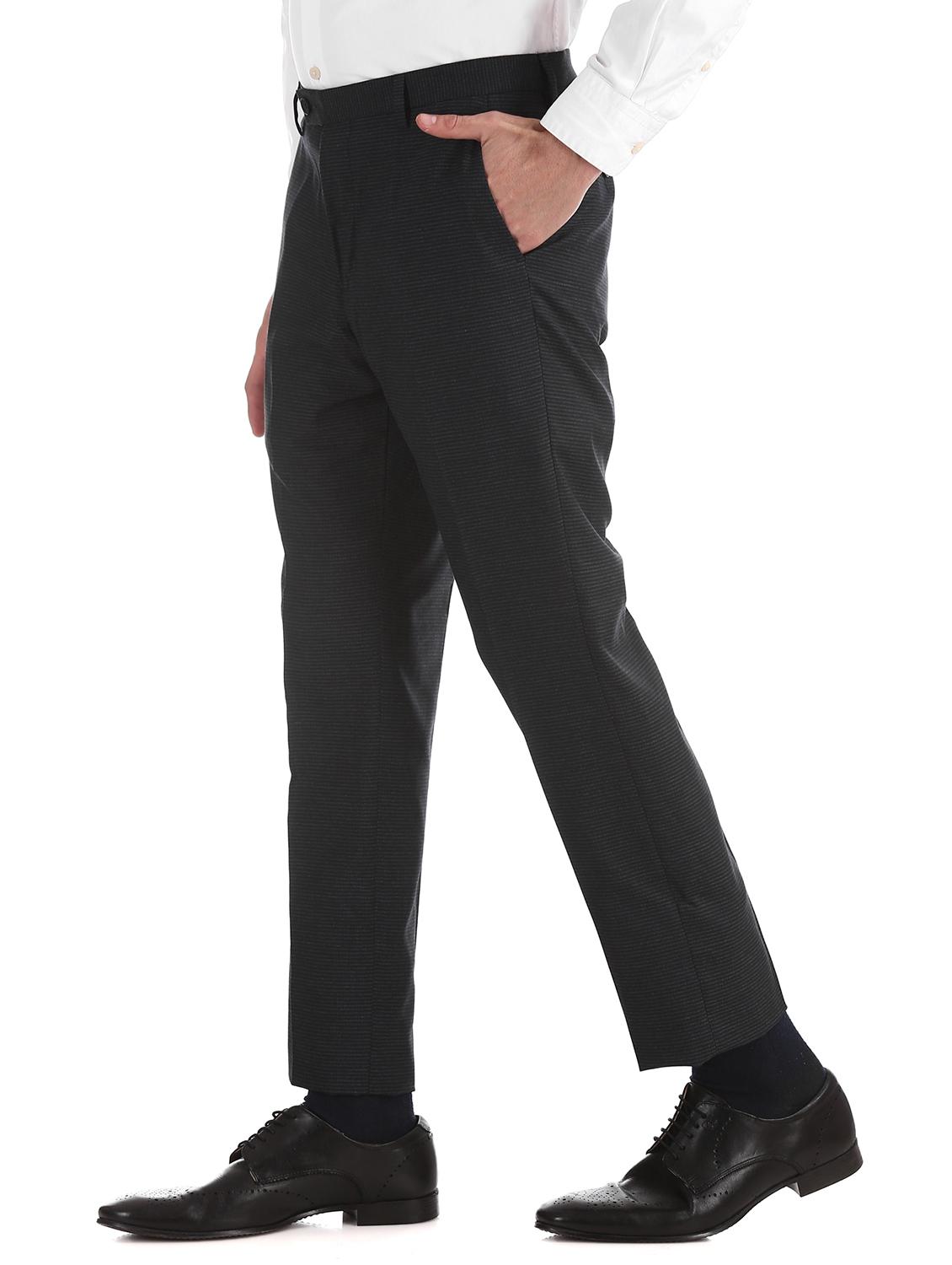 blue striped flat front formal trouser - 17741796 - Standard Image - 1