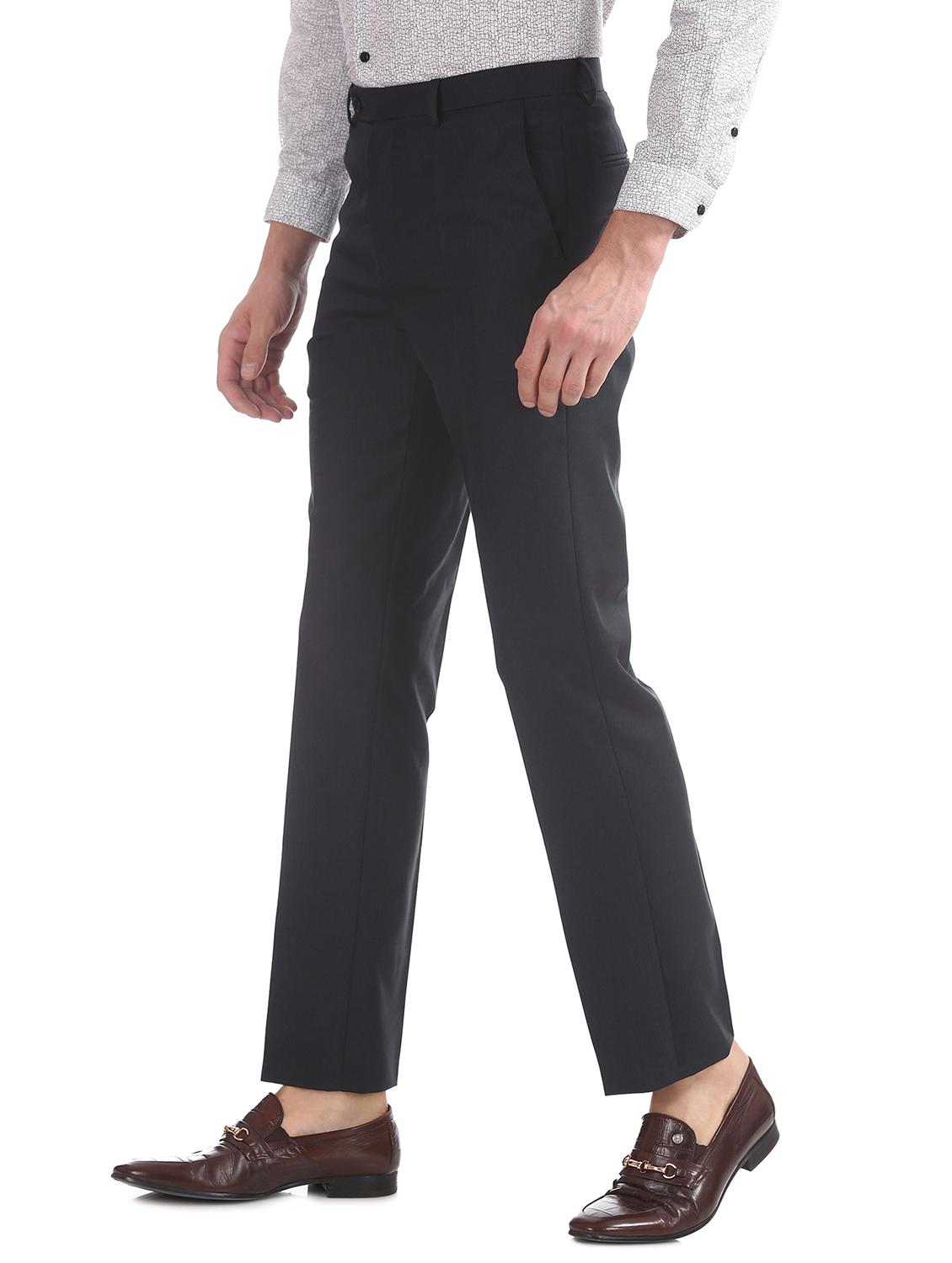 black solid flat front formal trouser - 17741975 -  Standard Image - 1