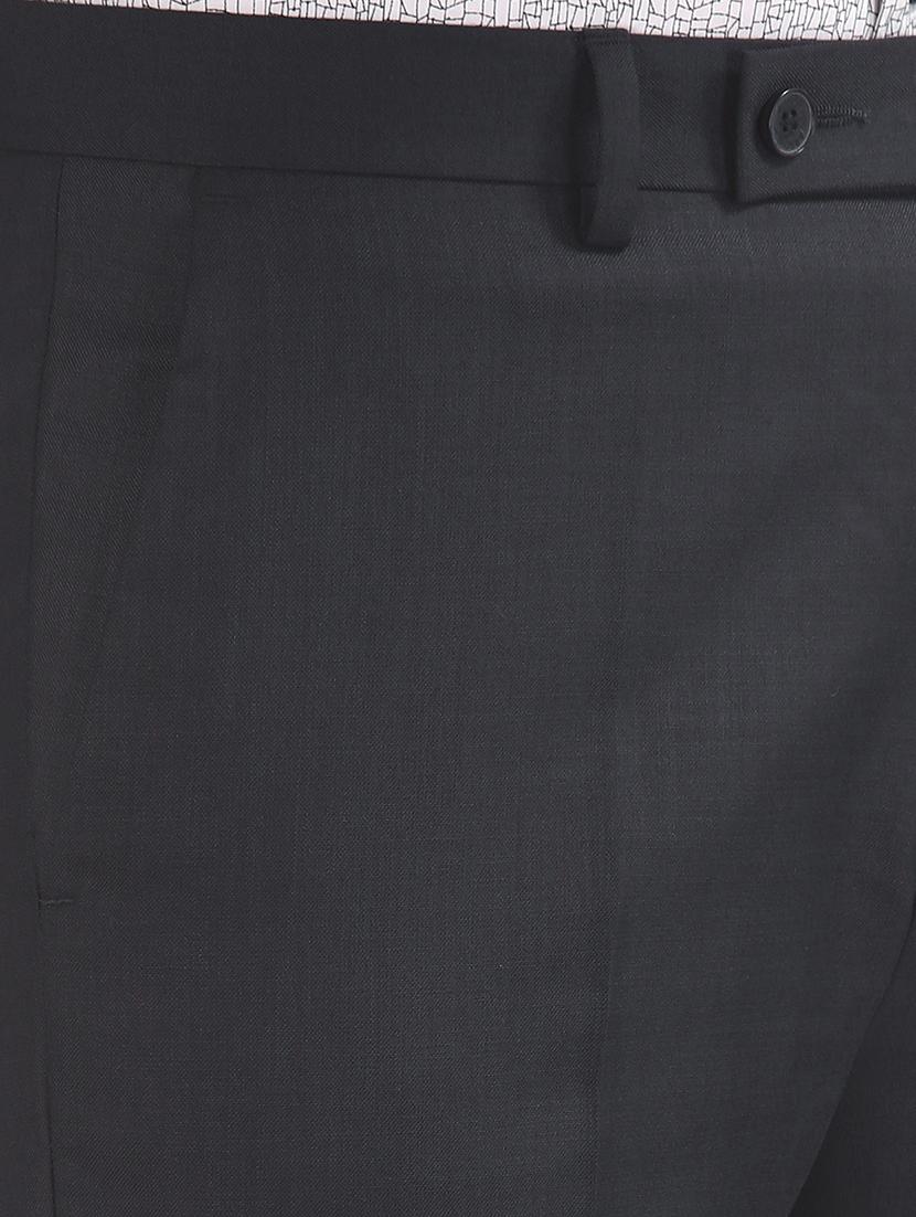 black solid flat front formal trouser - 17741975 - Standard Image - 4