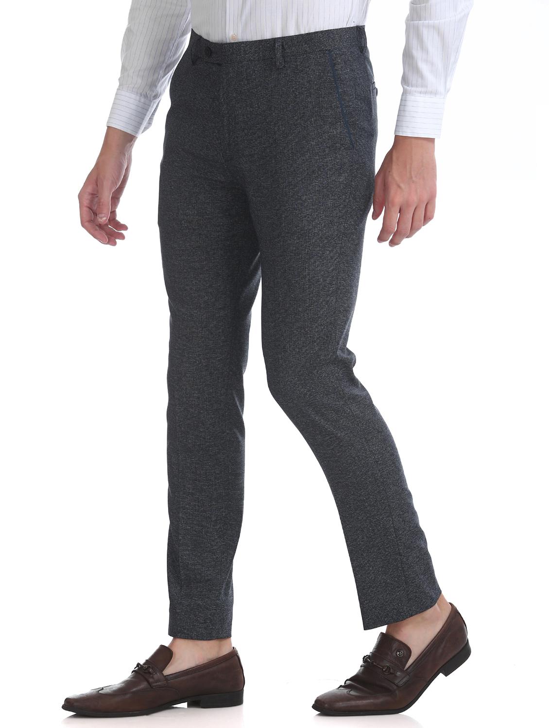 blue textured flat front formal trouser - 17742020 - Standard Image - 1