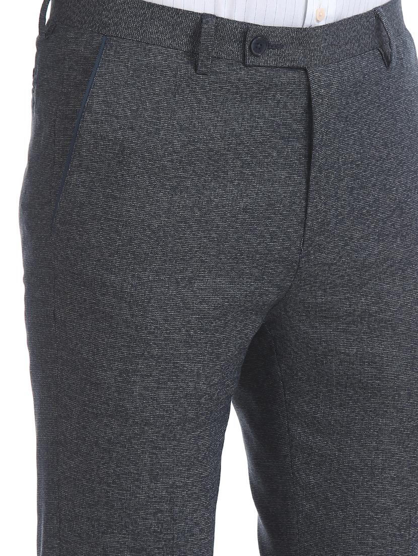blue textured flat front formal trouser - 17742020 - Standard Image - 4