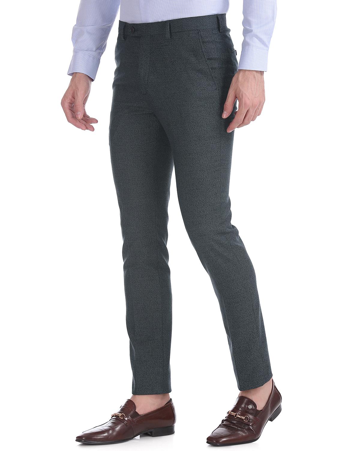 grey textured flat front formal trouser - 17742071 - Standard Image - 1