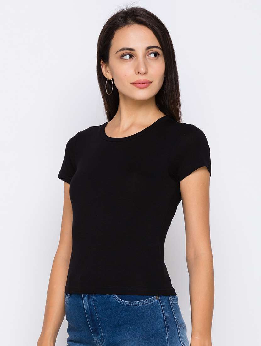 women's plain round neck t-shirt - 17742286 -  Standard Image - 1