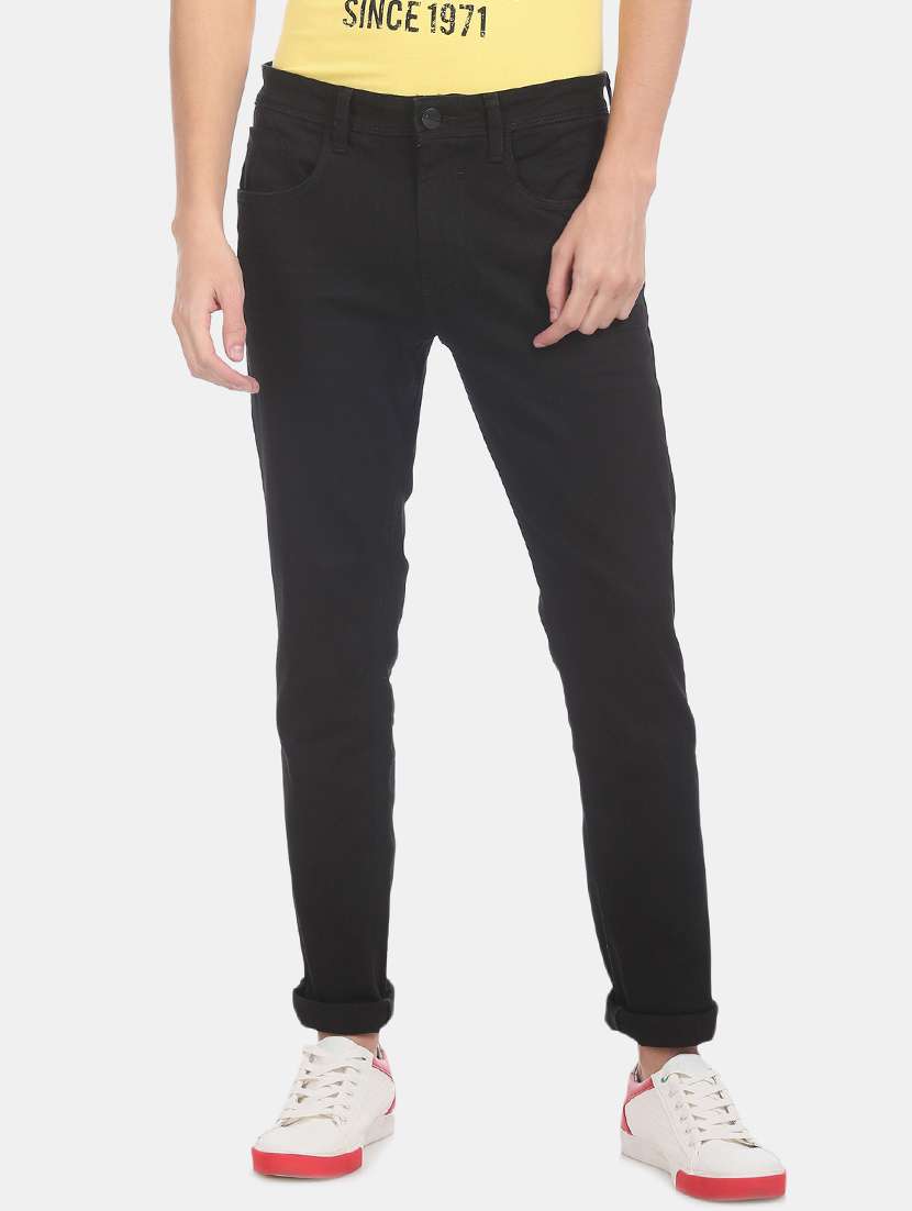 black plain denim jeans 
