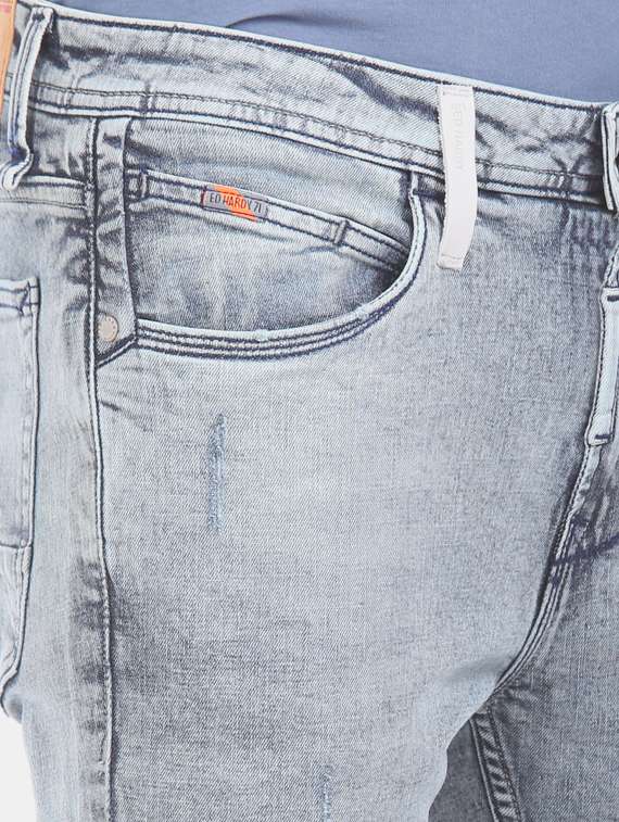 blue heavy washed denim jeans  - 17742469 -  Standard Image - 4