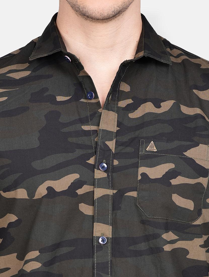 olive green camouflage casual shirt - 17744251 - Standard Image - 4