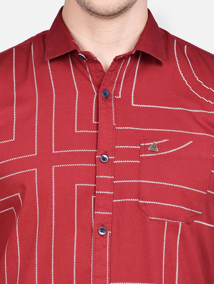 red printed casual shirt - 17744253 - Standard Image - 4